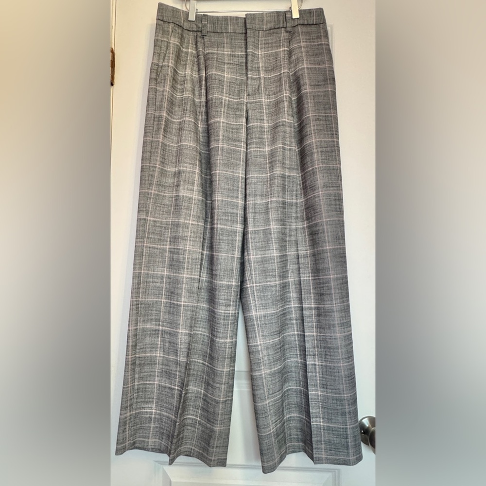 GAP Black and Gray Plaid High-Rise Pants